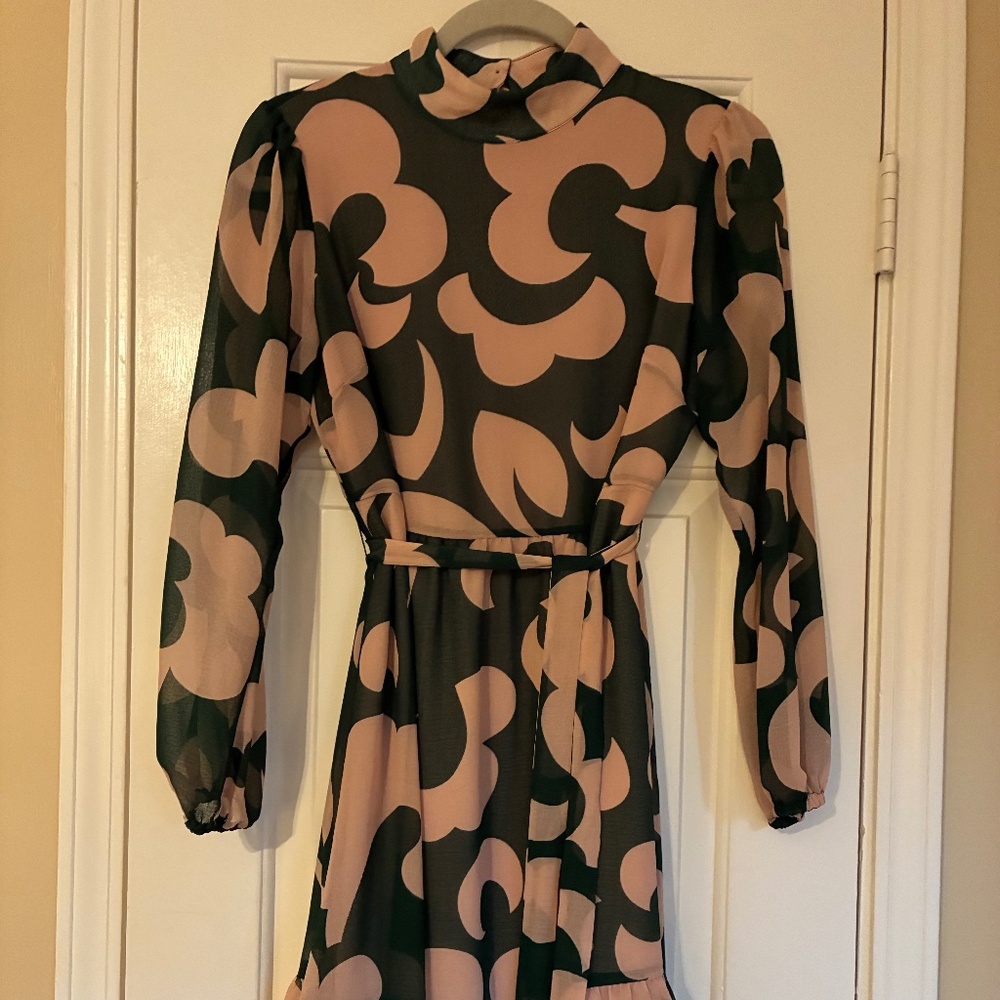 Boden Lottie mock neck tie waist dress, size 4P